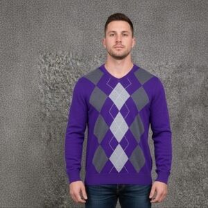 Old Navy Sweater Men Xl Argyle Pullover V Neck Long Sleeve